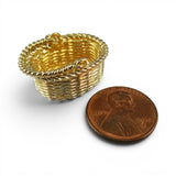 Sterling Silver Gold Vermeil Flower Girl Basket Pendant for Necklace Movable BCB