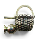 Sterling Silver Woven Basket Charm Holder Safey Pin Holder Beads Vintage BCS New