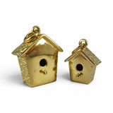 Gold Vermeil over Sterling Birdhouse Charm for Bracelet Brown County Silver Bird