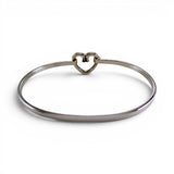 Sterling Silver Outline Heart Bangle Charm Bracelet Gift for Her Vintage New BCS