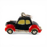 Sterling Silver & Red Black Enamel Old American Car Charm for Bracelet Vintage