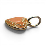 Small Sterling Silver Peach Pink Enamel Heart Charm for Bracelet Vintage New