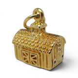 Sterling Silver Gold Vermeil Barn Charm for Bracelet Farming Farmer Wife Gift 3D