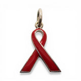 Sterling Silver Red Enamel AIDS Awareness Ribbon Charm for Bracelet Vintage New