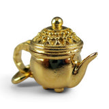 Sterling Silver Gold Vermeil Footed Teapot Charm for Bracelet Movable Tea Gift
