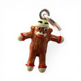 Sterling Silver Enamel Sock Monkey Charm for Bracelet Vintage Nostalgia Gift