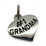 Sterling Silver #1 Grandma Heart Charm for Bracelet Gift from Grandchild New