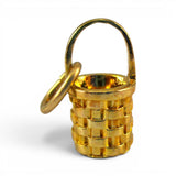 Gold Vermeil Persimmon Basket Charm Sterling Silver Woven Texture BCB