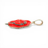 Sterling Silver Red Enamel Hat Ribbon & Flowers Pendant for Necklace Vintage