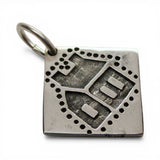 Steriing Silver Schoolhouse Quilt Pattern Charm for Bracelet Quilter Gift New