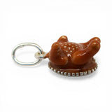 Sterling Silver Enamel Cooked Turkey Charm for Bracelet Thanksgiving Feast Gift