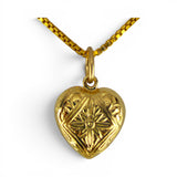 Sterling Silver Gold Puffy Heart Charm for Bracelet STAR Repousse Starburst 4