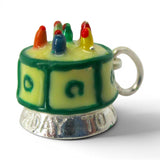 Sterilng Silver Enamel Happy Birthday Cake Charm for Bracelet Gift Vintage New