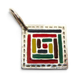 Sterling Silver Enamel Log Cabin Quilt Block Pattern Charm for Bracelet BCS Gift