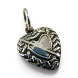 Sterling Silver Puffy Heart Charm for Bracelet Cupids Arrow Pierced Vintage 17
