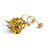 Gold Vermeil on Sterling Silver Aladdin Teapot Earrings Dangle Drop Tea Gift