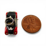 Sterling Silver & Red Black Enamel Old American Car Charm for Bracelet Vintage