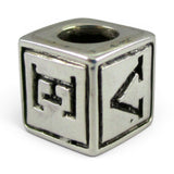 Sterling Silver Love Block Charm Bead for Bracelet European Style Vintage New