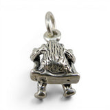 Tiny Bear on Swing Sterling Silver Charm Miniature Small Finding Jewelry Making