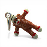 Sterling Silver Enamel Sock Monkey Charm for Bracelet Vintage Nostalgia Gift