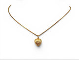 Sterling Silver Puffy Floral Heart Charm for Bracelet Gold Vermeil Vintage 75