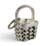 Berry Basket Charm for Bracelet Small Pendant Sterling Silver or Gold Vermeil