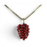Sterling Silver & Enamel Red Raspberry Pendant for Necklace Fruit Jewelry Berry