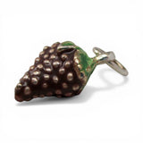 Sterling Silver Enamel Purple Grapes Charm for Bracelet Fruit Jewelry Grape Leaf