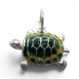 Sterling Silver Green Enamel Turtle Charm for Bracelet Slow Poke Tortoise Gift