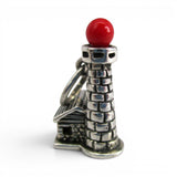 Sterling Silver Red Top Lighthouse Charm for Bracelet Shining Light Vintage New