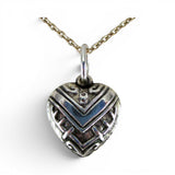 Sterling Silver or Gold Vermeil Victory Puffy Heart Charm for Bracelet Vintage V