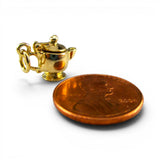 Sterling Silver Short & Stout Teapot Charm Movable Gold Vermeil Vintage Tea Gift