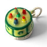 Sterilng Silver Enamel Happy Birthday Cake Charm for Bracelet Gift Vintage New