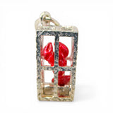 Sterling Silver Red Enamel Lobster Trap Cage Charm for Bracelet Sea Gift Vintage
