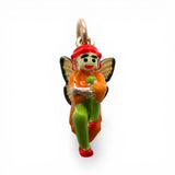 Sterling Silver Enamel Red Hair Fairy Charm for Bracelet Garden Gift Pixie Wings
