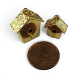 Gold Vermeil over Sterling Birdhouse Charm for Bracelet Brown County Silver Bird