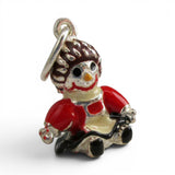 Sterling SIlver Red Enamel Rag Baby Doll Charm for Bracelet Girl Gift Vintage