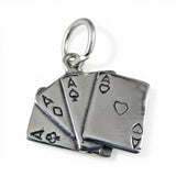 Sterling Silver Playing Cards Charm for Bracelet by Shube's 4 of a Kind Poker