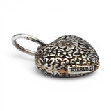Sterling Silver Puffy Floral Heart Charm for Bracelet Gold Vermeil Vintage 75