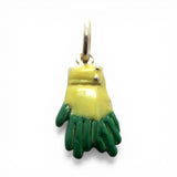Sterling Silver Enamel Garden Gloves Charm for Bracelet Gardening Gift Yellow