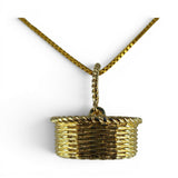 Sterling Silver Gold Vermeil Flower Girl Basket Pendant for Necklace Movable BCB