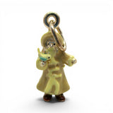 Sterling Silver Enamel Father Christmas Charm for Bracelet Blue Bird Happiness