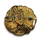 Lady before Flower Art Nouveau Brass Pin