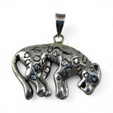 Sterling Silver Leopard Pendant for Necklace Cheetah Panther Large Cat Vintage