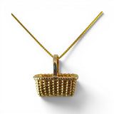 Gold Vermeil over Sterling Silver Gathering Basket Pendant Brown County BCB