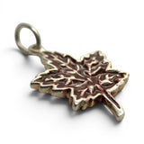 Sterling Silver Brown Enamel Maple Leaf Charm for Bracelet Fall Gift Autumn New