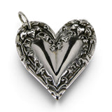 Sterling Silver Morning Glory Vine Heart Pendant for Necklace Floral Jewelry