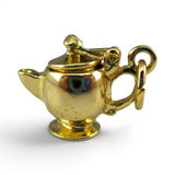 Sterling Silver Short & Stout Teapot Charm Movable Gold Vermeil Vintage Tea Gift
