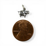 TINY Sterling Silver Smiling Pig Charm Miniature Small Finding Jewelry Making
