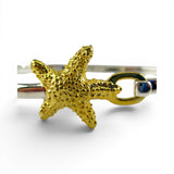 Sterling Silver Gold Vermeil Starfish Bangle Charm Bracelet Beach Jewelry New